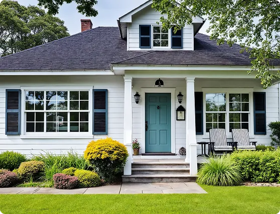 front view of single story home